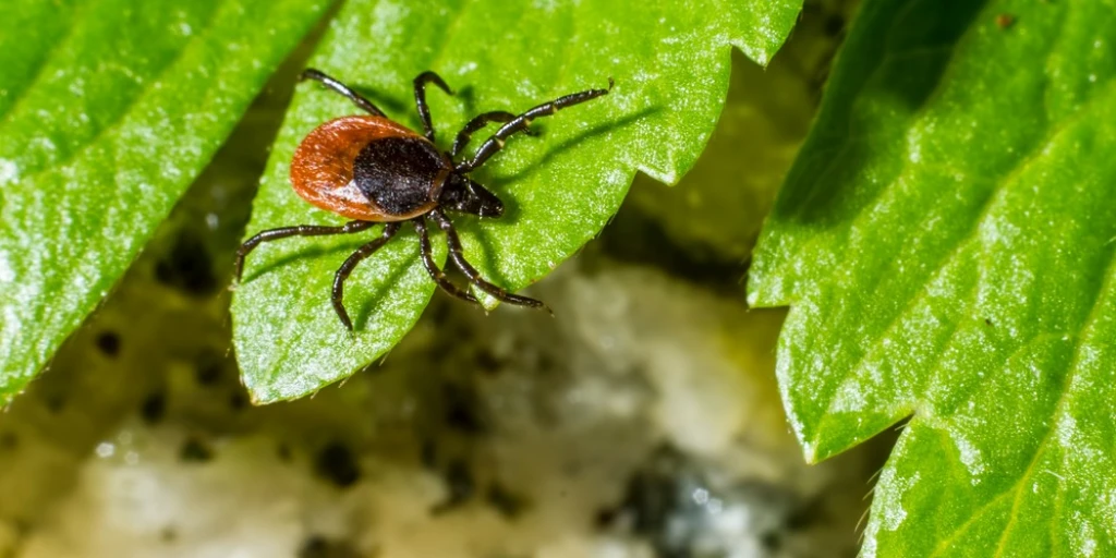 Zecke auf einem Blatt